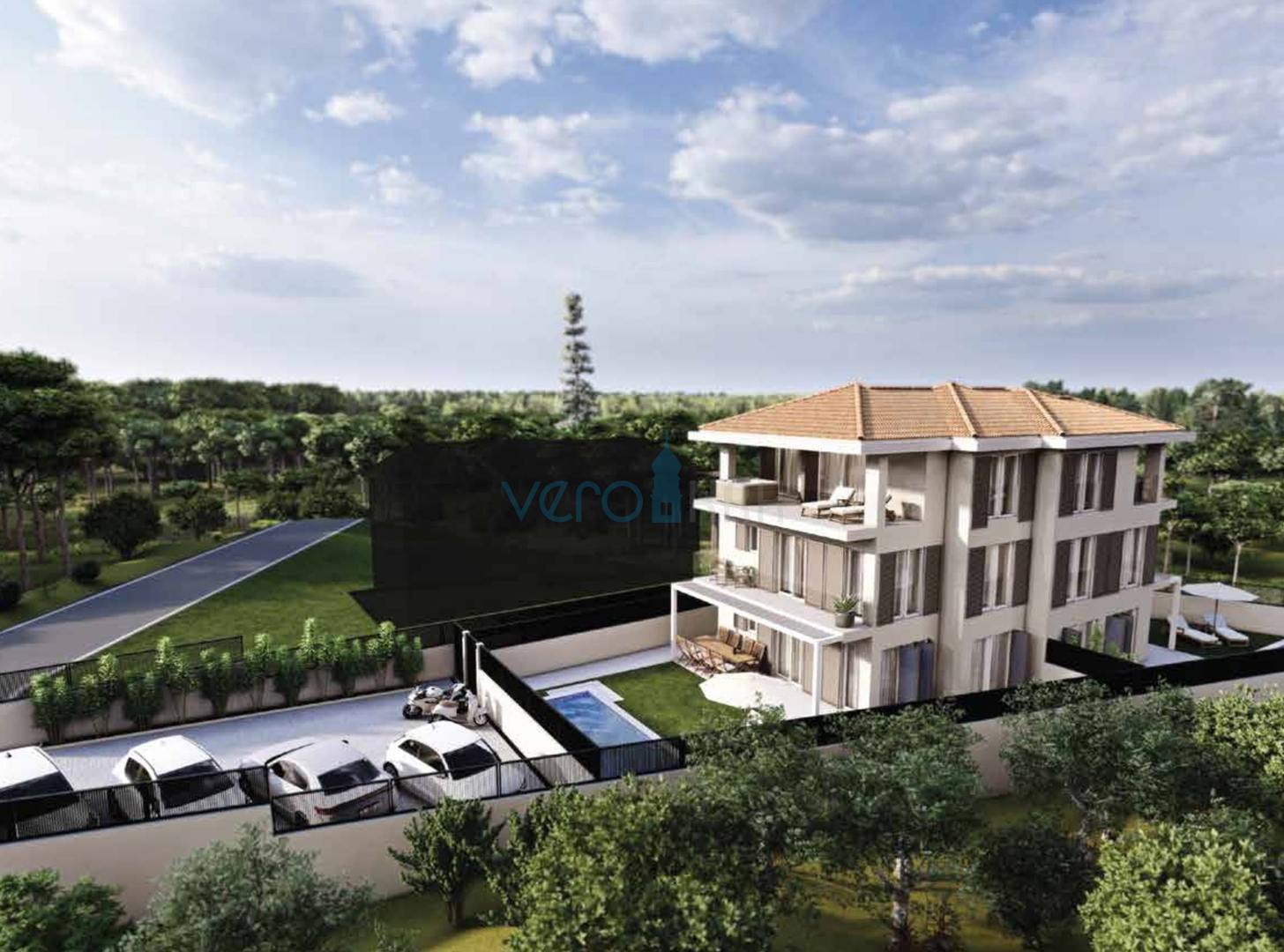 Otok Krk, Uvala Soline, dvojna kuća u izgradnji,pogled, prodaja